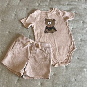 Garanimals Beige Bear Onesie and Shorts Set